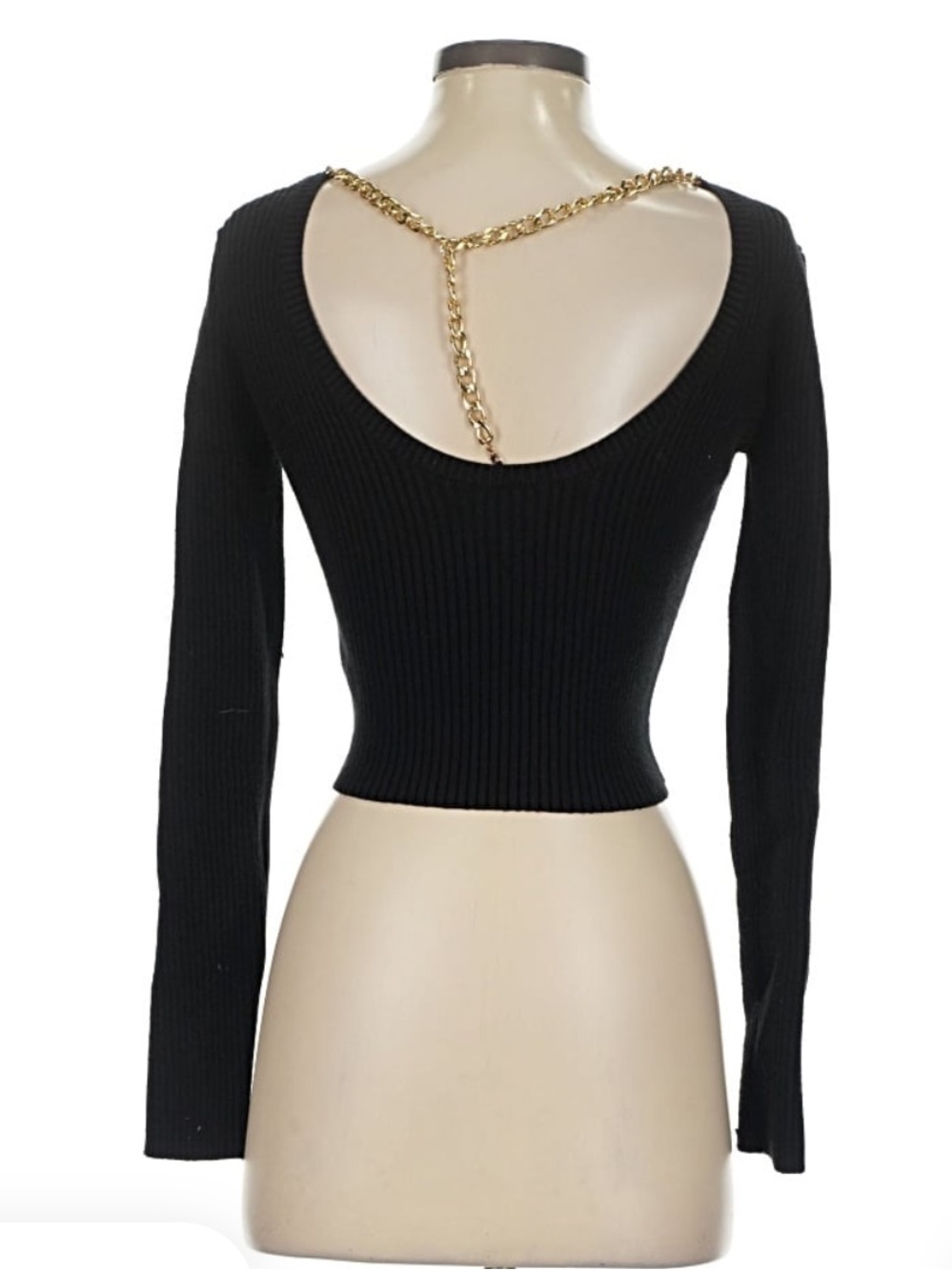 Astr the label black gold chain sweater